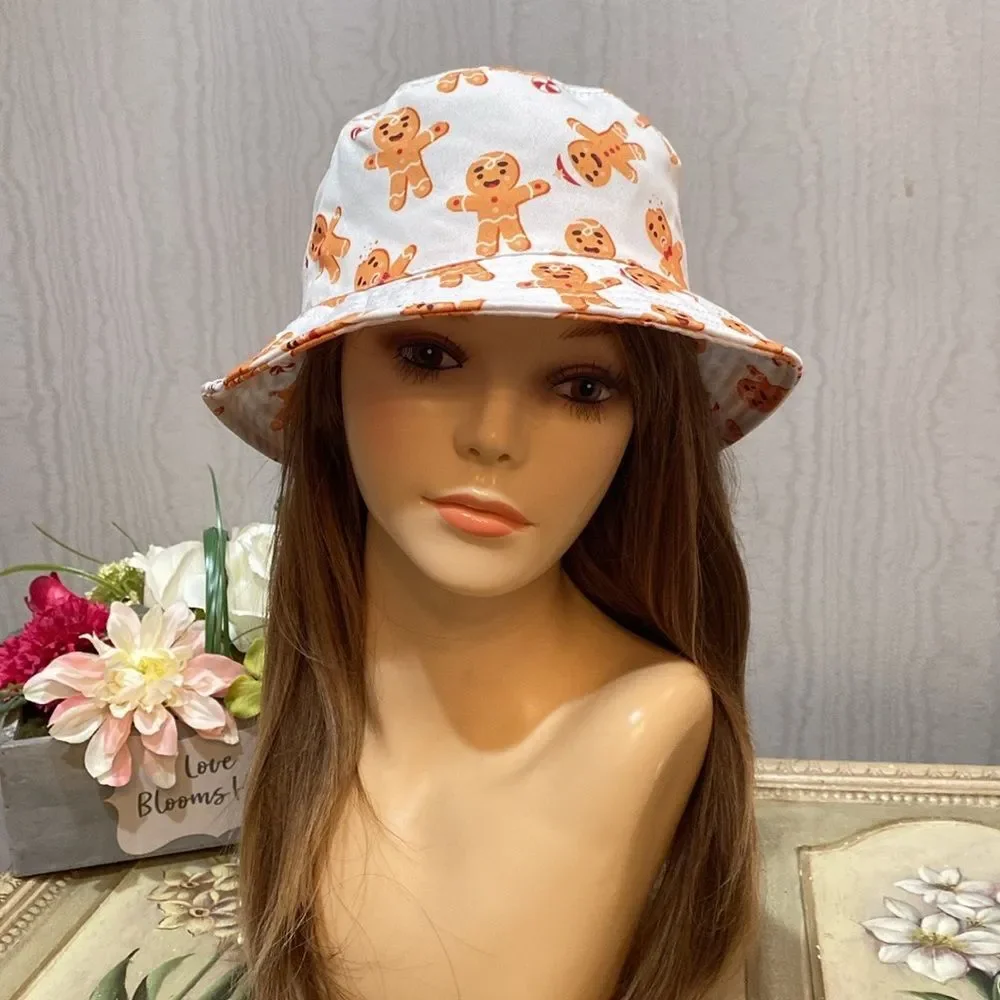 David and Young Gingerbread Man Bucket Hat Festive Holidays Christmas One Size